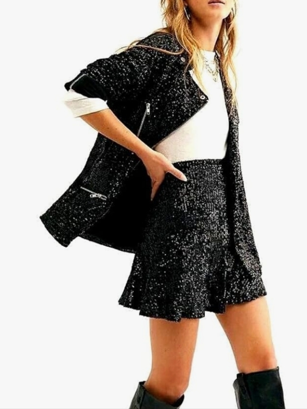 Free People Black Seqiun Mini Skirt Size Small